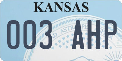 KS license plate 003AHP