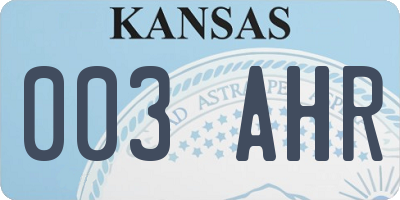 KS license plate 003AHR
