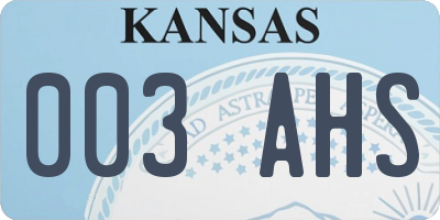 KS license plate 003AHS