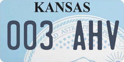 KS license plate 003AHV