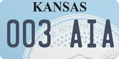 KS license plate 003AIA