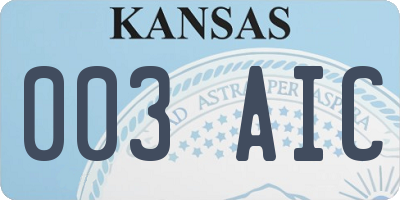 KS license plate 003AIC