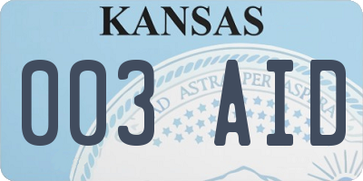 KS license plate 003AID