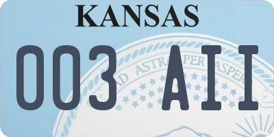 KS license plate 003AII