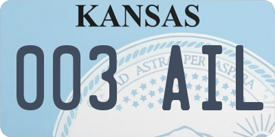 KS license plate 003AIL
