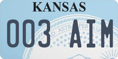 KS license plate 003AIM