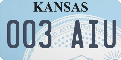 KS license plate 003AIU