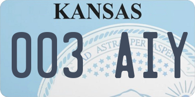 KS license plate 003AIY