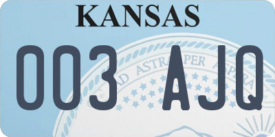 KS license plate 003AJQ