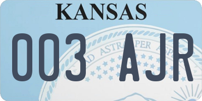 KS license plate 003AJR