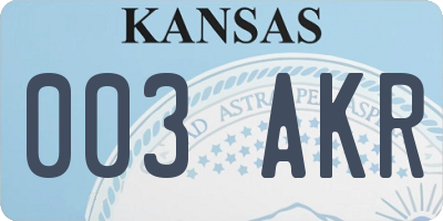 KS license plate 003AKR