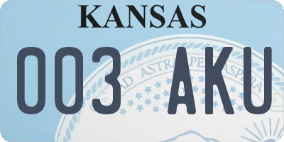 KS license plate 003AKU