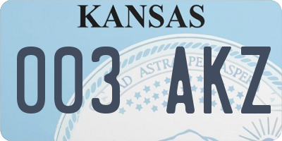 KS license plate 003AKZ