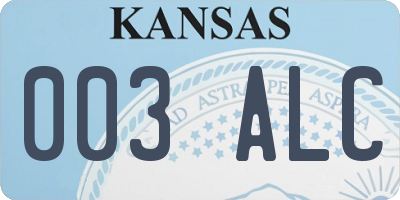 KS license plate 003ALC