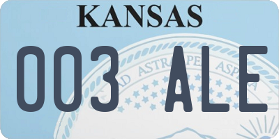 KS license plate 003ALE