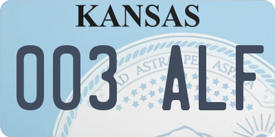 KS license plate 003ALF
