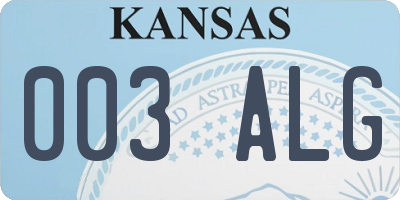 KS license plate 003ALG