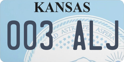 KS license plate 003ALJ