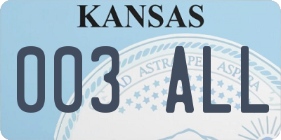 KS license plate 003ALL