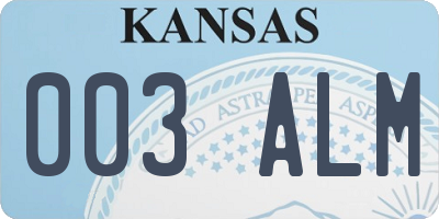 KS license plate 003ALM