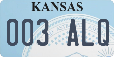 KS license plate 003ALQ