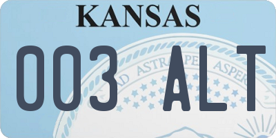 KS license plate 003ALT