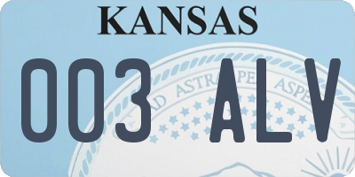 KS license plate 003ALV