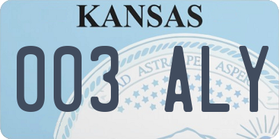 KS license plate 003ALY