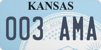 KS license plate 003AMA