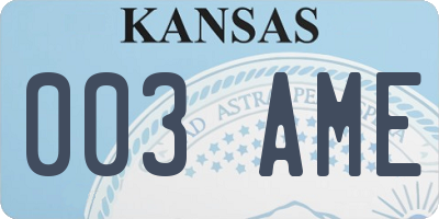 KS license plate 003AME