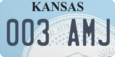 KS license plate 003AMJ