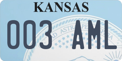 KS license plate 003AML