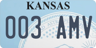 KS license plate 003AMV
