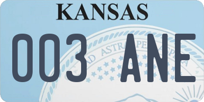 KS license plate 003ANE