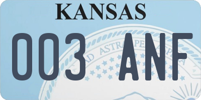 KS license plate 003ANF