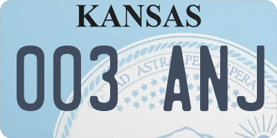 KS license plate 003ANJ