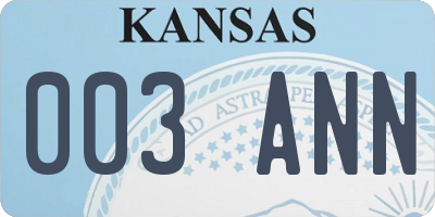 KS license plate 003ANN