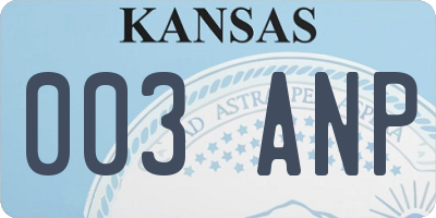 KS license plate 003ANP