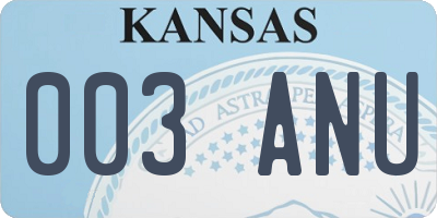 KS license plate 003ANU