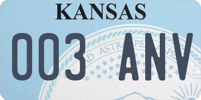 KS license plate 003ANV