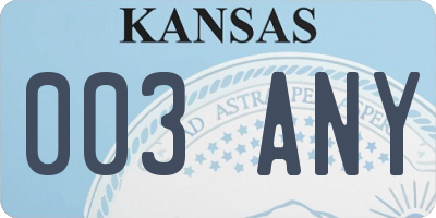 KS license plate 003ANY