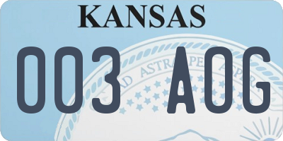 KS license plate 003AOG