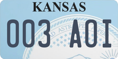 KS license plate 003AOI