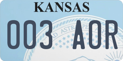 KS license plate 003AOR