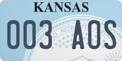 KS license plate 003AOS