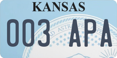 KS license plate 003APA