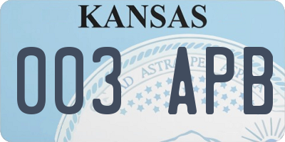KS license plate 003APB
