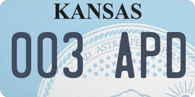 KS license plate 003APD