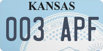 KS license plate 003APF