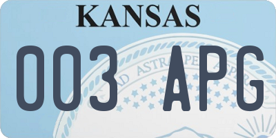 KS license plate 003APG